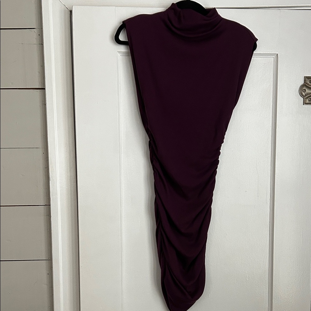 Michael Stars Ribbed cotton burgundy dress